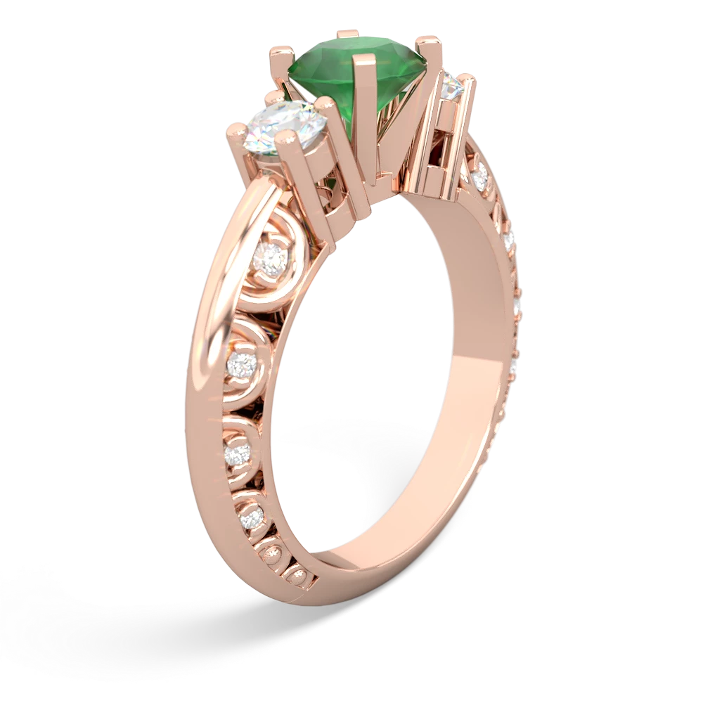 Emerald Art Deco 14K Rose Gold ring R2003