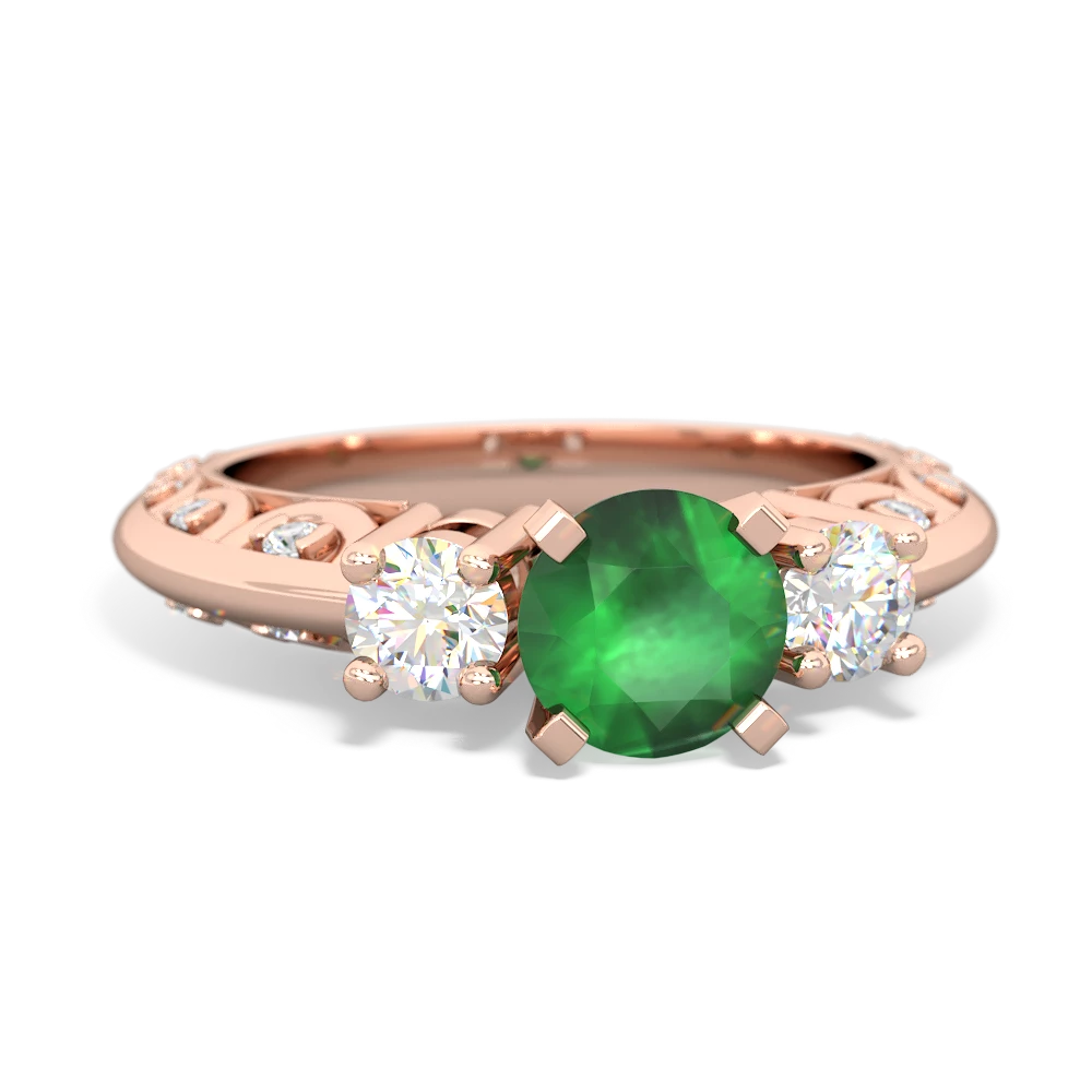 Emerald Art Deco 14K Rose Gold ring R2003