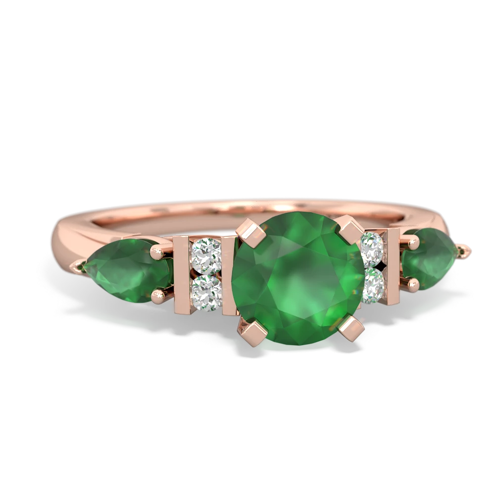 Emerald 6Mm Round Eternal Embrace Engagement 14K Rose Gold ring R2005