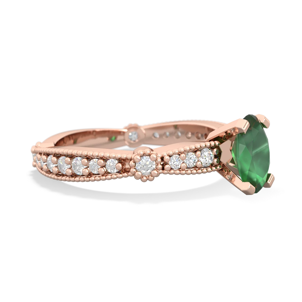 Emerald Sparkling Tiara 7X5mm Oval 14K Rose Gold ring R26297VL