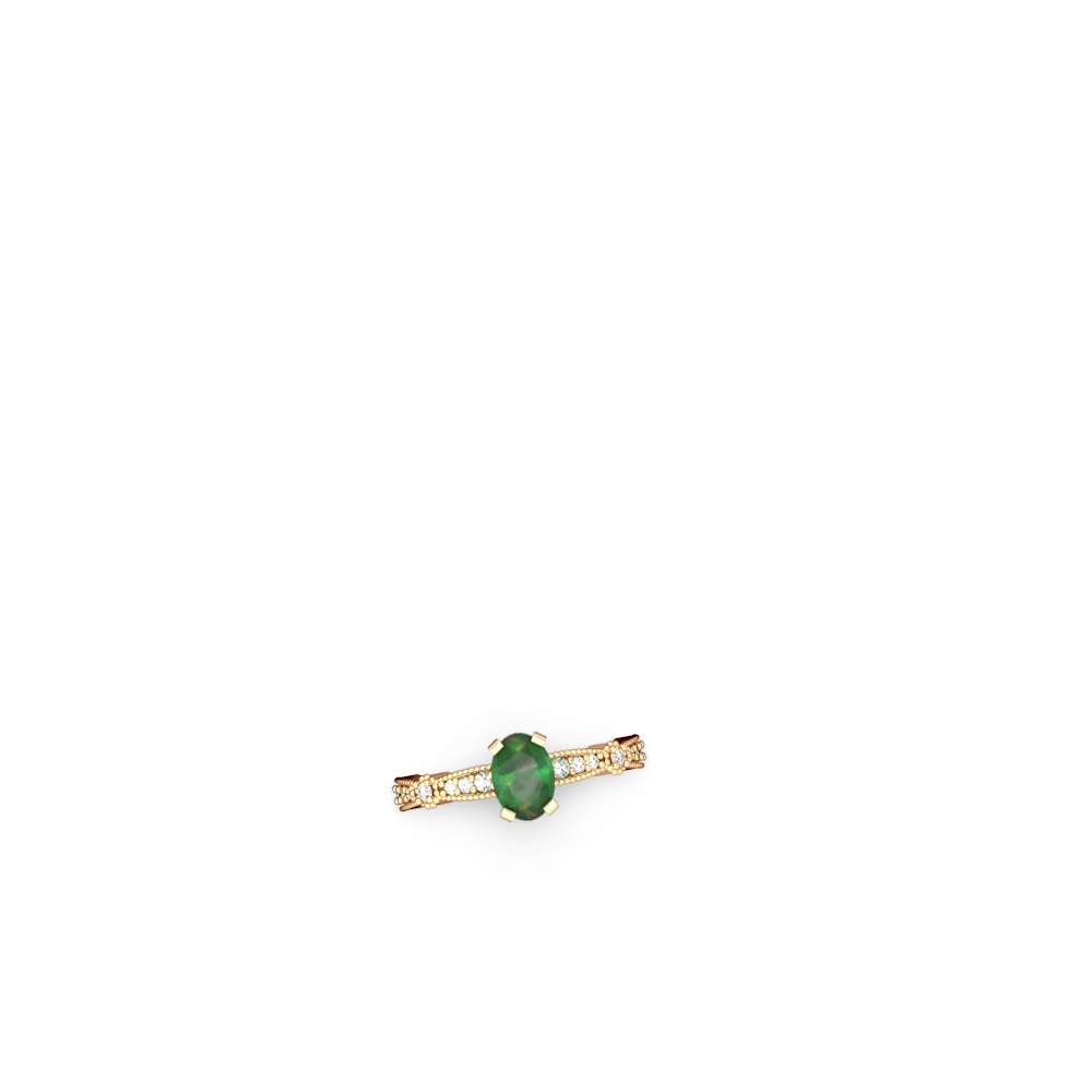 Emerald Sparkling Tiara 7X5mm Oval 14K Yellow Gold ring R26297VL
