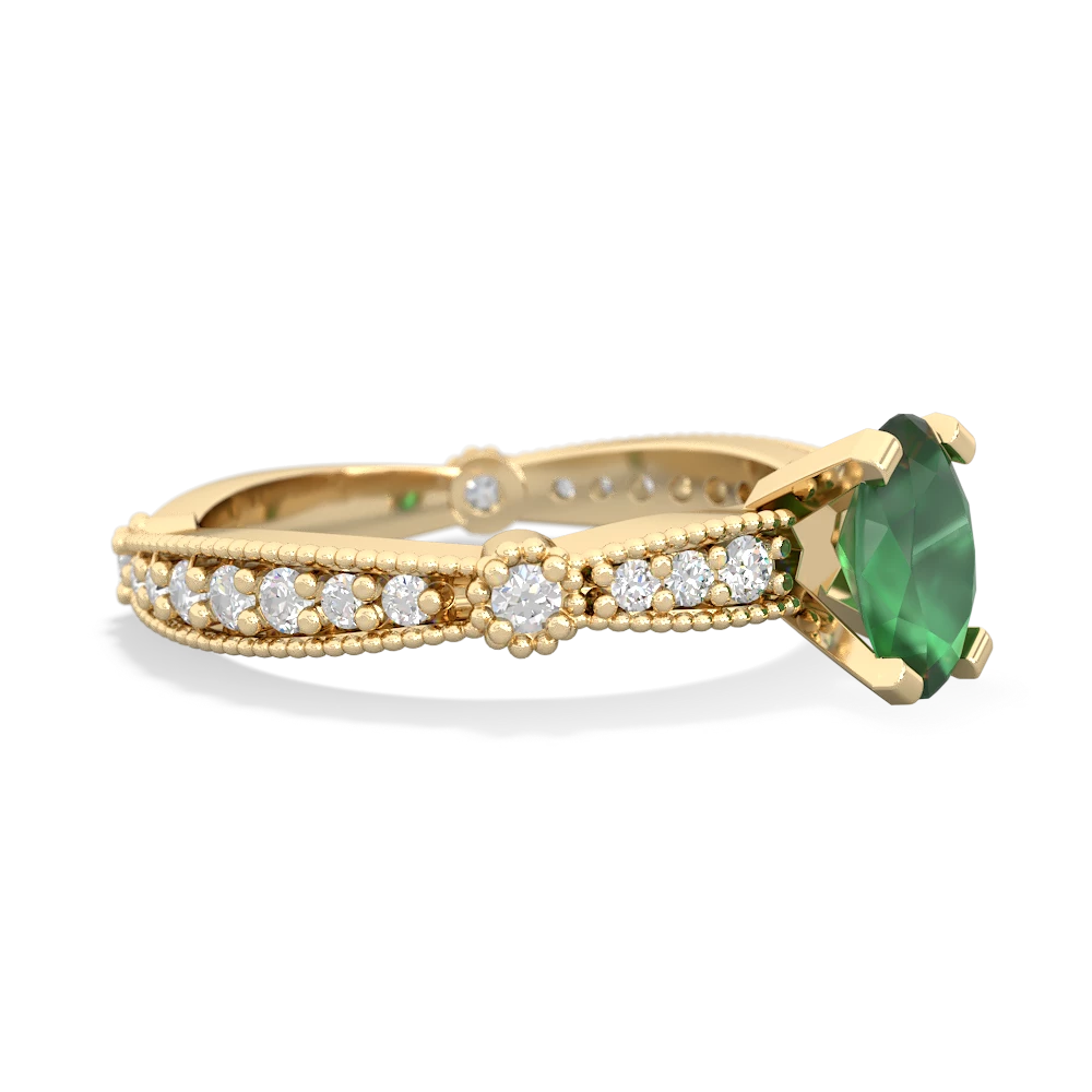 Emerald Sparkling Tiara 7X5mm Oval 14K Yellow Gold ring R26297VL