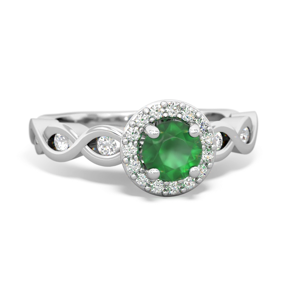 Emerald Infinity Engagement 14K White Gold ring R26315RH - front view