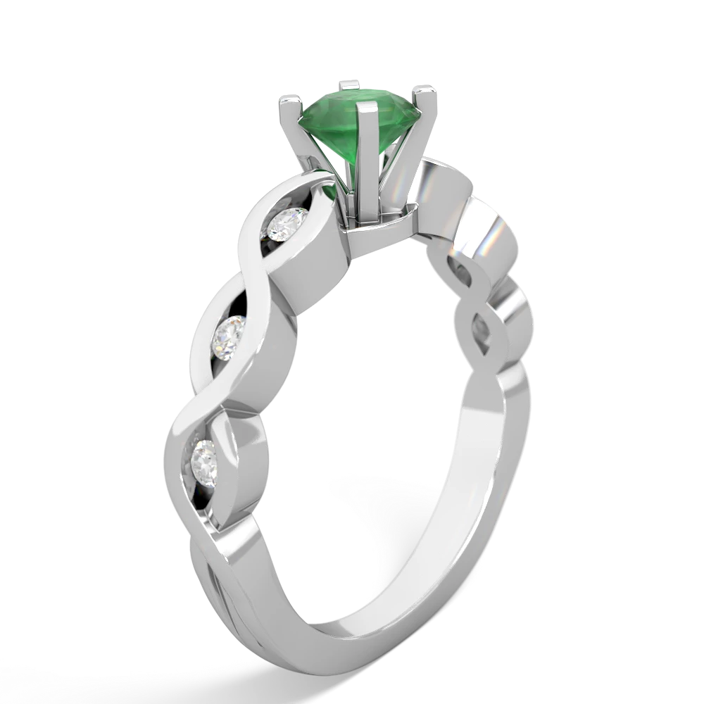 Emerald Infinity 5Mm Round Engagement 14K White Gold ring R26315RD