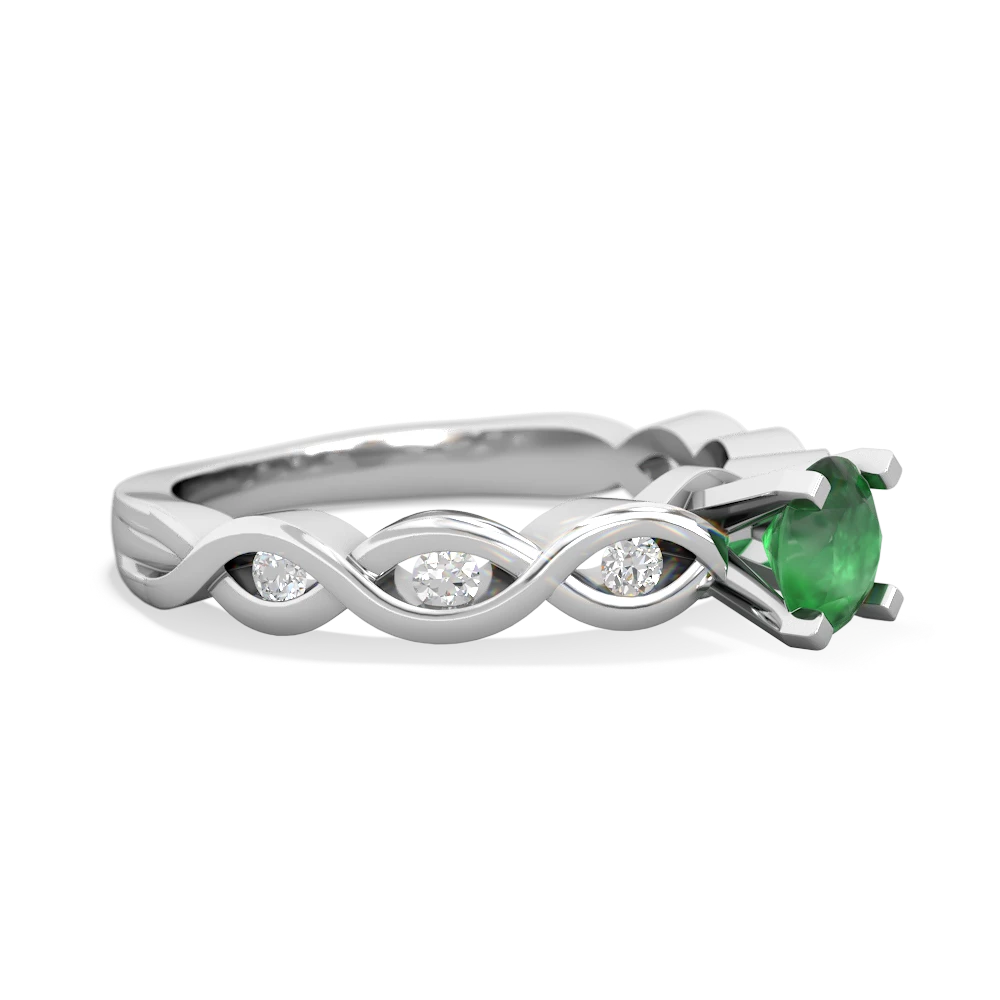 Emerald Infinity 5Mm Round Engagement 14K White Gold ring R26315RD