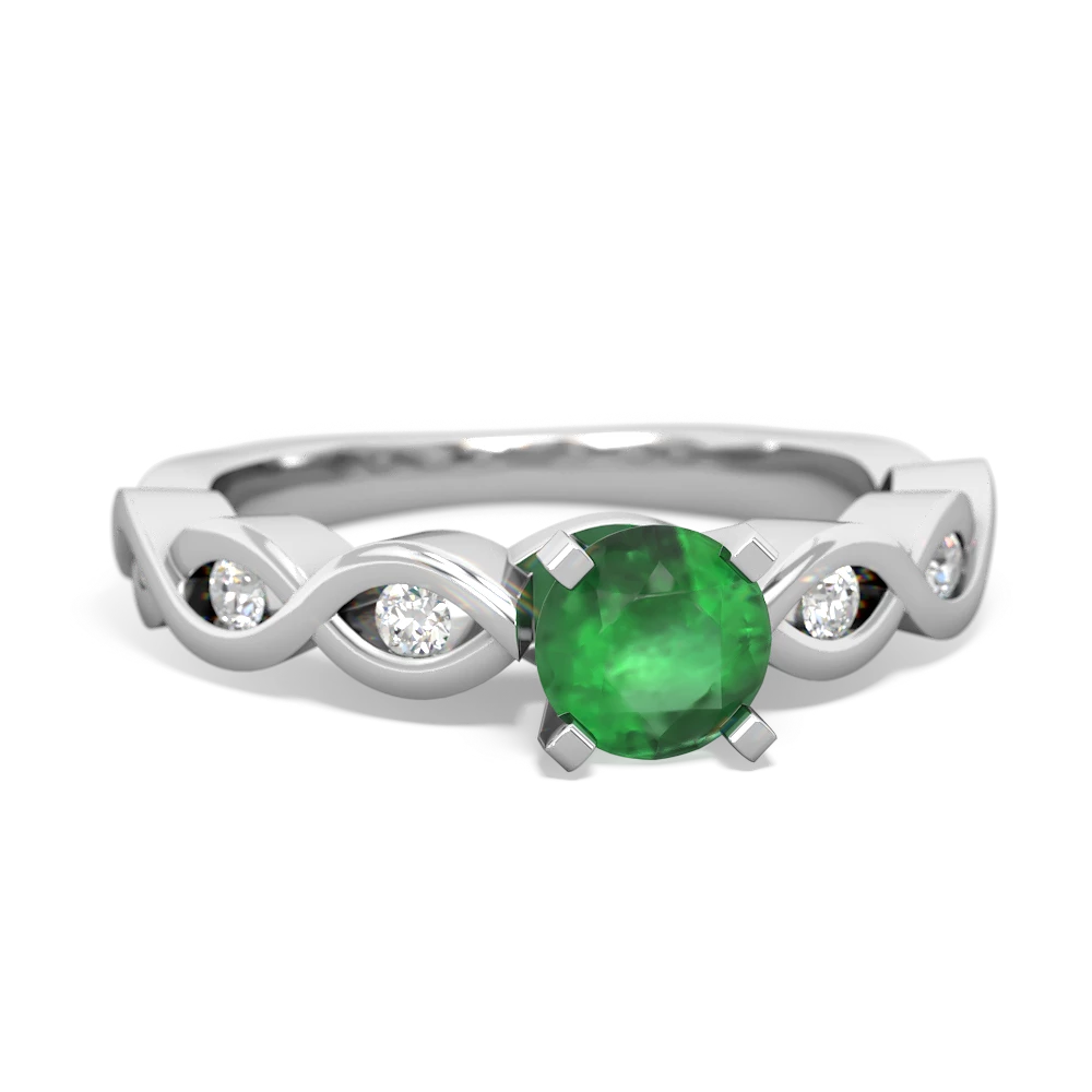 Emerald Infinity 5Mm Round Engagement 14K White Gold ring R26315RD