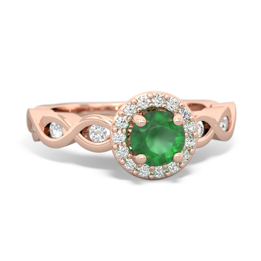 Emerald Infinity Halo Engagement 14K Rose Gold ring R26315RH