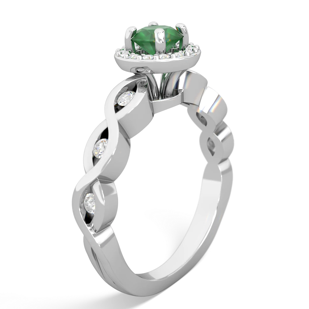 Emerald Infinity Halo Engagement 14K White Gold ring R26315RH