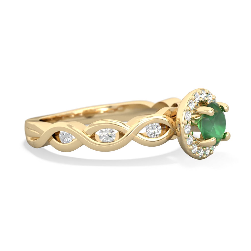 Emerald Infinity Halo Engagement 14K Yellow Gold ring R26315RH