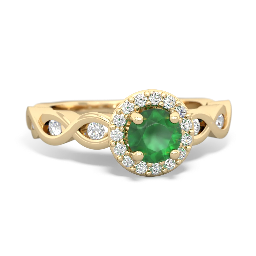 Emerald Infinity Halo Engagement 14K Yellow Gold ring R26315RH