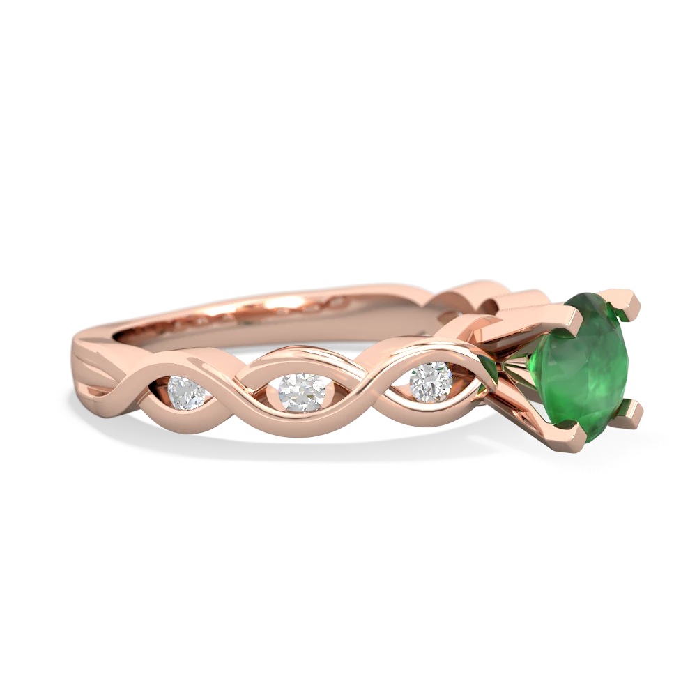 Emerald Infinity 6Mm Round Engagement 14K Rose Gold ring R26316RD