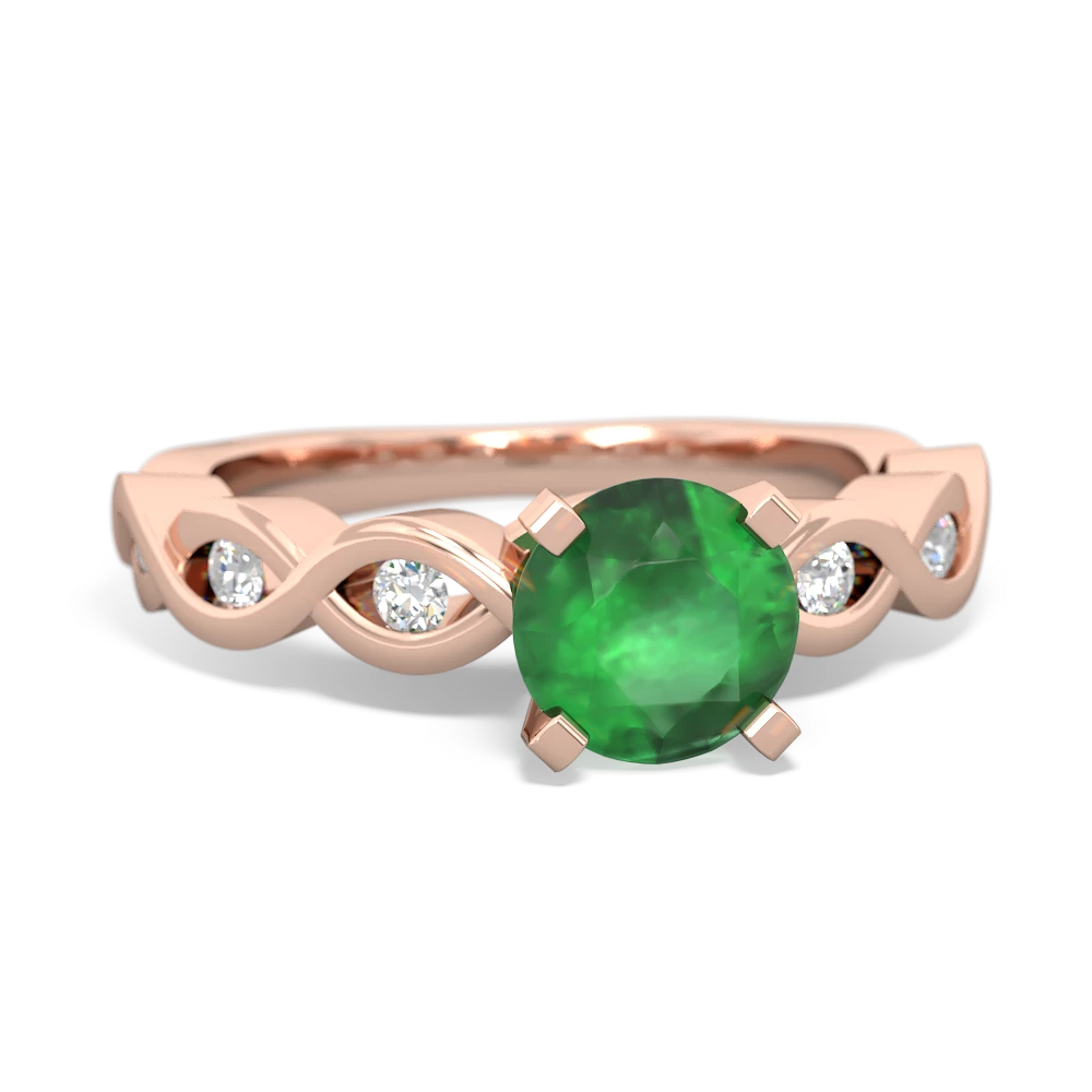 Emerald Infinity 6Mm Round Engagement 14K Rose Gold ring R26316RD