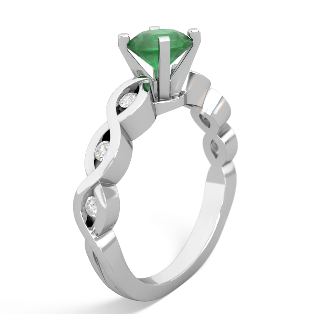 Emerald Infinity 6Mm Round Engagement 14K White Gold ring R26316RD