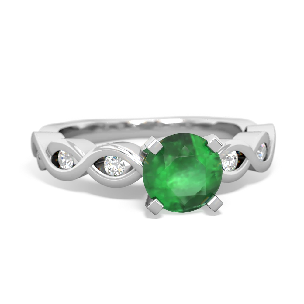 Emerald Infinity 6Mm Round Engagement 14K White Gold ring R26316RD