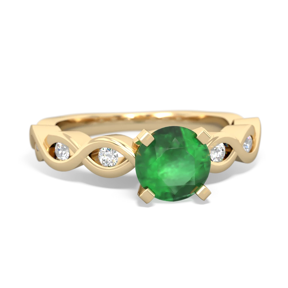 Emerald Infinity 6Mm Round Engagement 14K Yellow Gold ring R26316RD