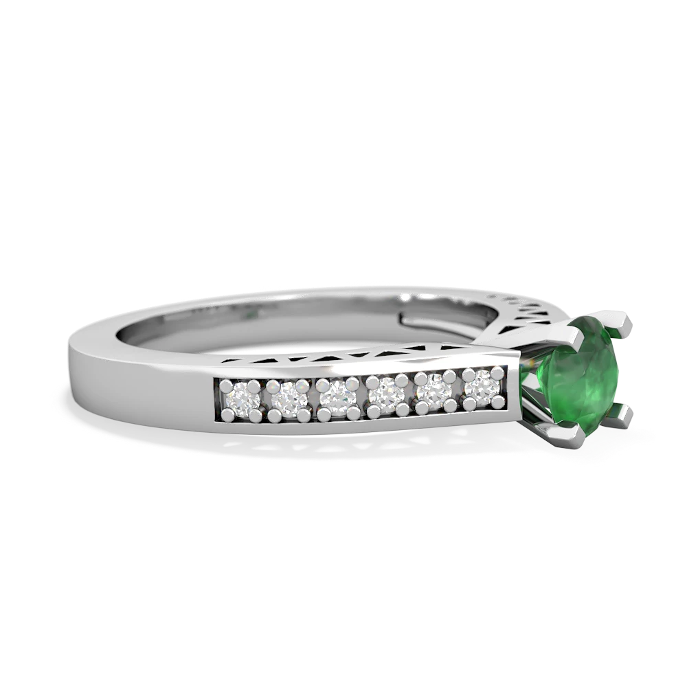 Emerald Art Deco 14K White Gold ring R26355RD