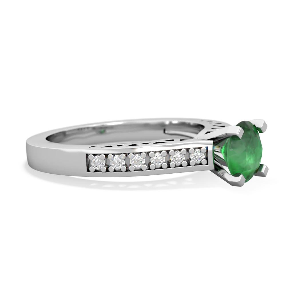 Emerald Art Deco 14K White Gold ring R26356RD