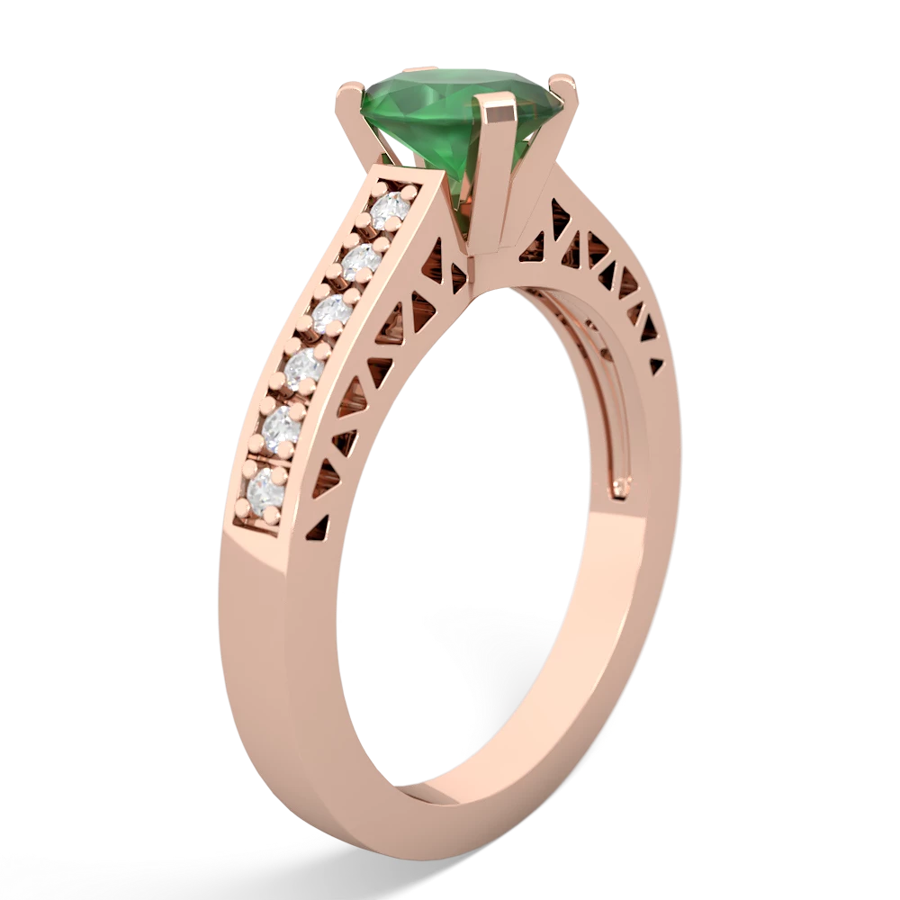 Emerald Art Deco Engagement 7X5mm Oval 14K Rose Gold ring R26357VL