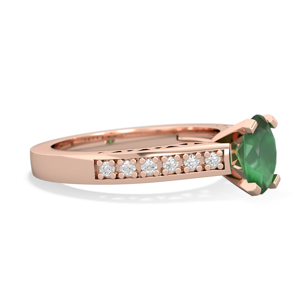 Emerald Art Deco Engagement 7X5mm Oval 14K Rose Gold ring R26357VL