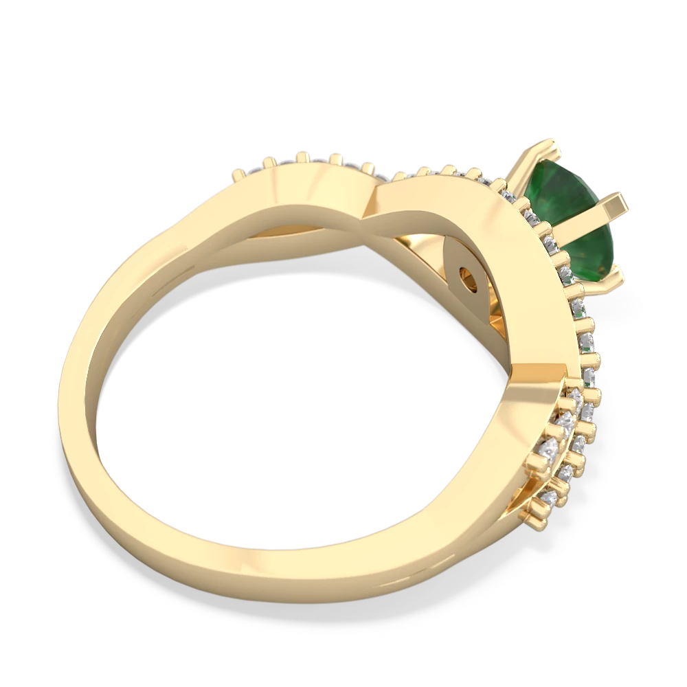Emerald Diamond Twist 14K Yellow Gold ring R26406RD - front view