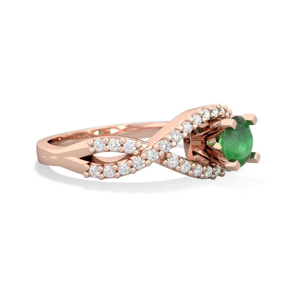 Emerald Diamond Twist 5Mm Round Engagment  14K Rose Gold ring R26405RD