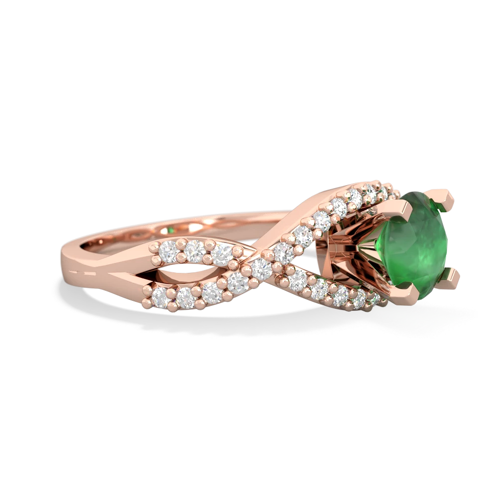 Emerald Diamond Twist 6Mm Round Engagment  14K Rose Gold ring R26406RD