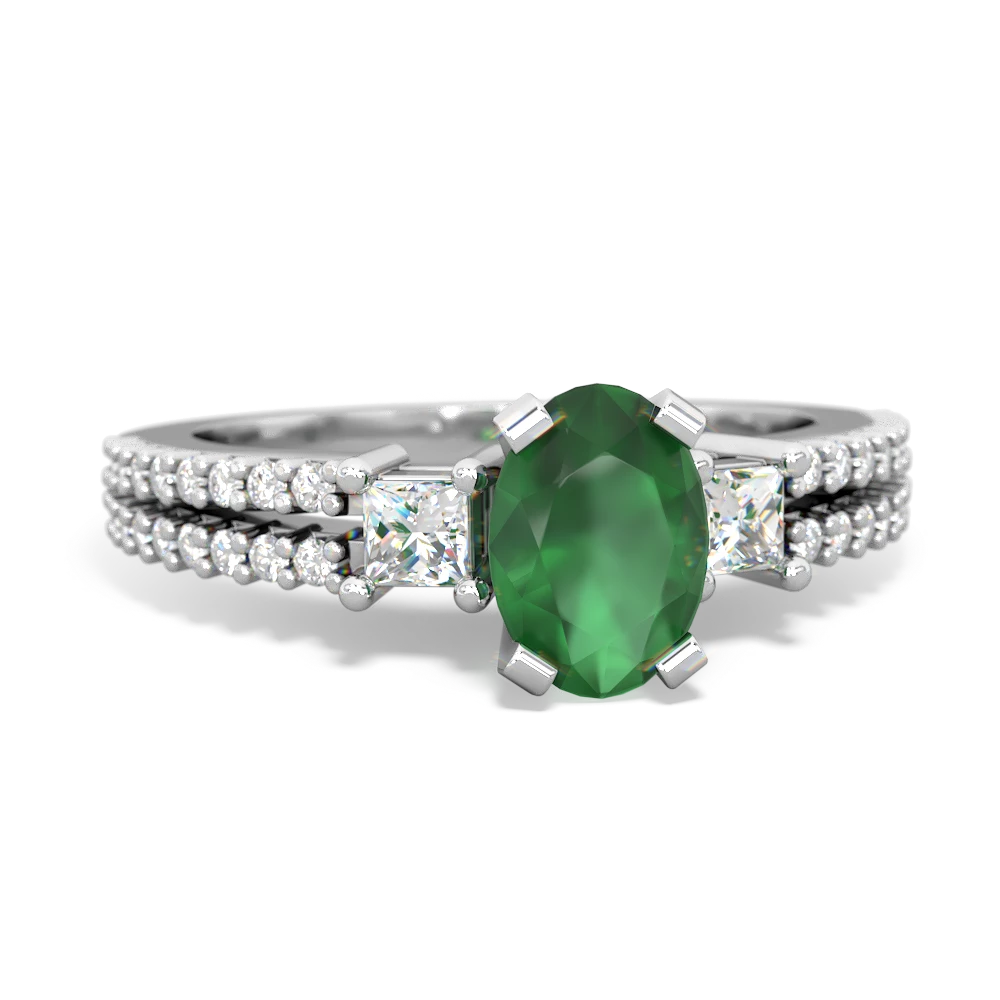 Emerald Engagement 14K White Gold ring R26437VL