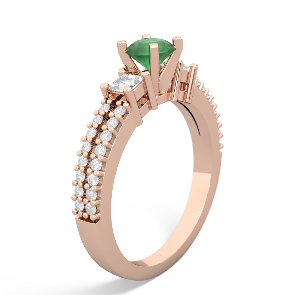 Emerald Classic 5Mm Round Engagement 14K Rose Gold ring R26435RD