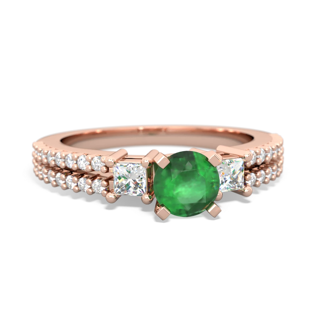 Emerald Classic 5Mm Round Engagement 14K Rose Gold ring R26435RD