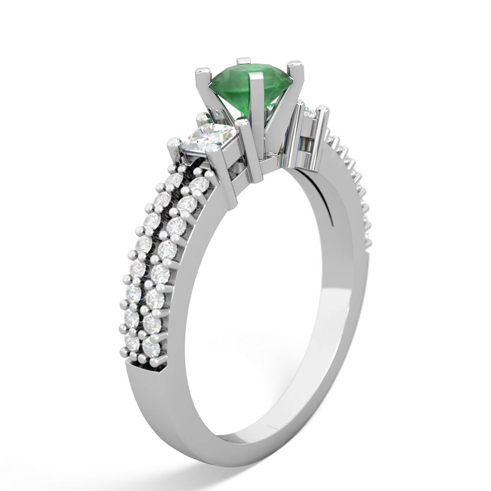 Emerald Classic 5Mm Round Engagement 14K White Gold ring R26435RD
