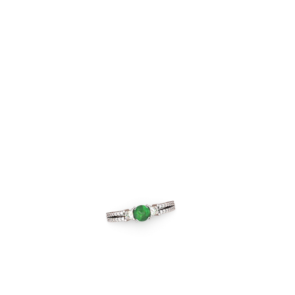 Emerald Classic 5Mm Round Engagement 14K White Gold ring R26435RD