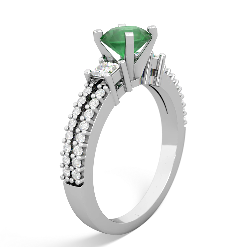 Emerald Classic 6Mm Round Engagement 14K White Gold ring R26436RD