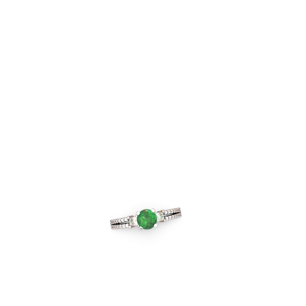 Emerald Classic 6Mm Round Engagement 14K White Gold ring R26436RD