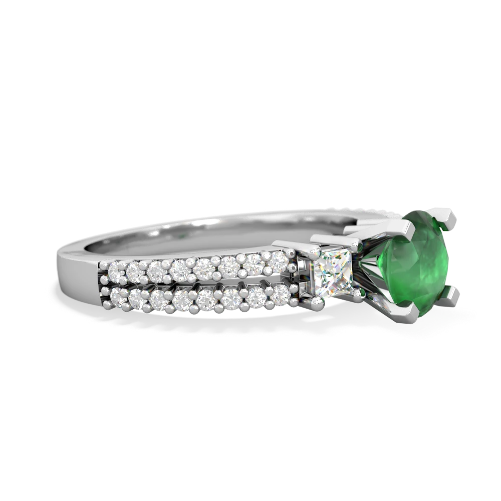 Emerald Classic 6Mm Round Engagement 14K White Gold ring R26436RD