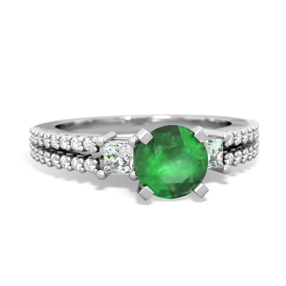 Emerald Classic 6Mm Round Engagement 14K White Gold ring R26436RD