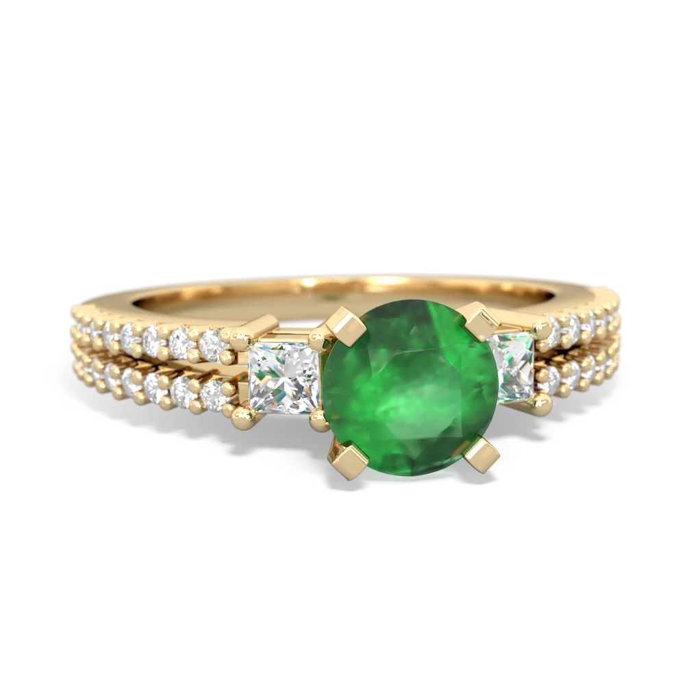 Emerald Classic 6Mm Round Engagement 14K Yellow Gold ring R26436RD