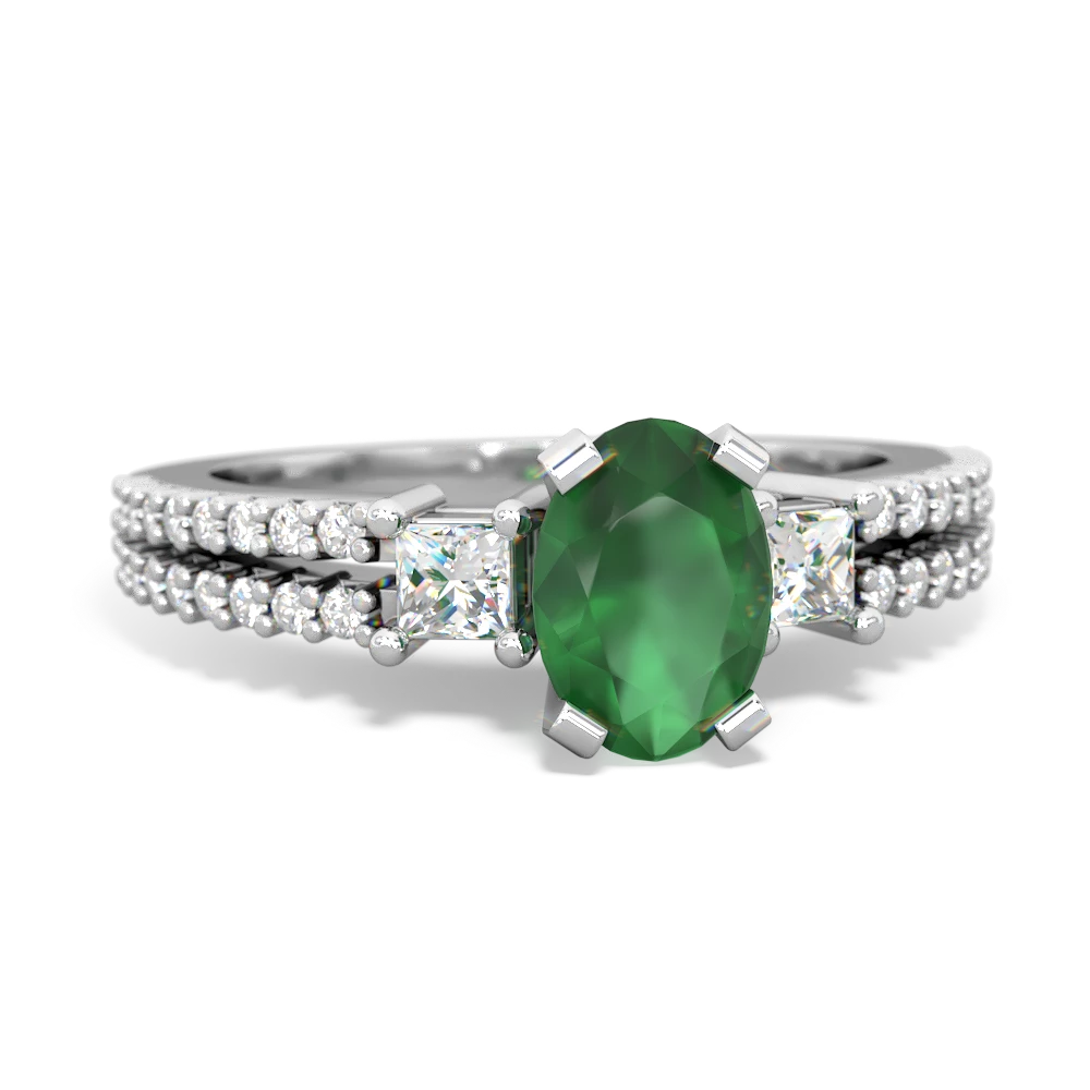 Emerald Classic 7X5mm Oval Engagement 14K White Gold ring R26437VL