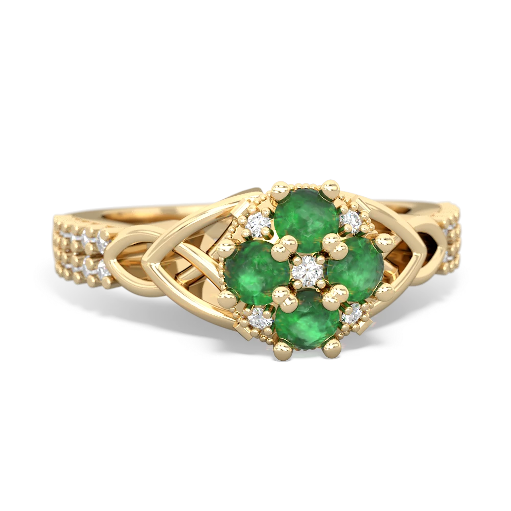 Emerald Celtic Knot Engagement 14K Yellow Gold ring R26443RD