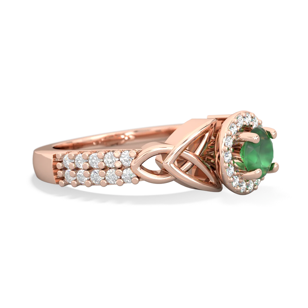 Emerald Celtic Knot Halo 14K Rose Gold ring R26445RH