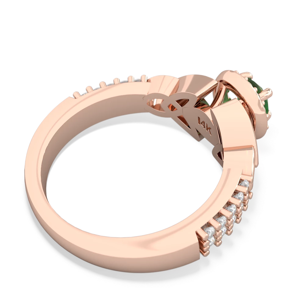 Emerald Celtic Knot Halo 14K Rose Gold ring R26445RH - front view