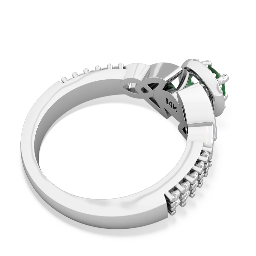 Emerald Celtic Knot Halo 14K White Gold ring R26445RH - front view