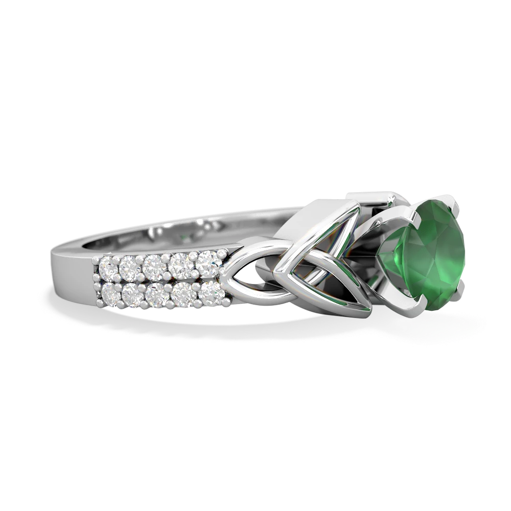 Emerald Celtic Knot Engagement 14K White Gold ring R26446RD