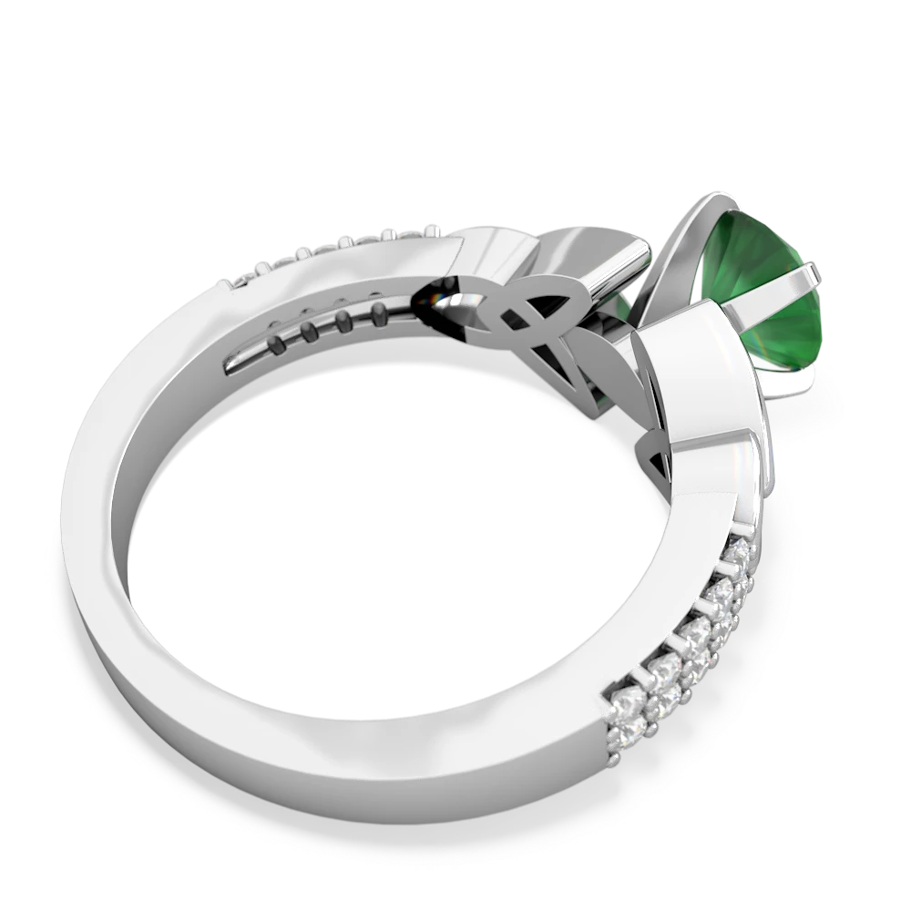 Emerald Celtic Knot Engagement 14K White Gold ring R26446RD - front view