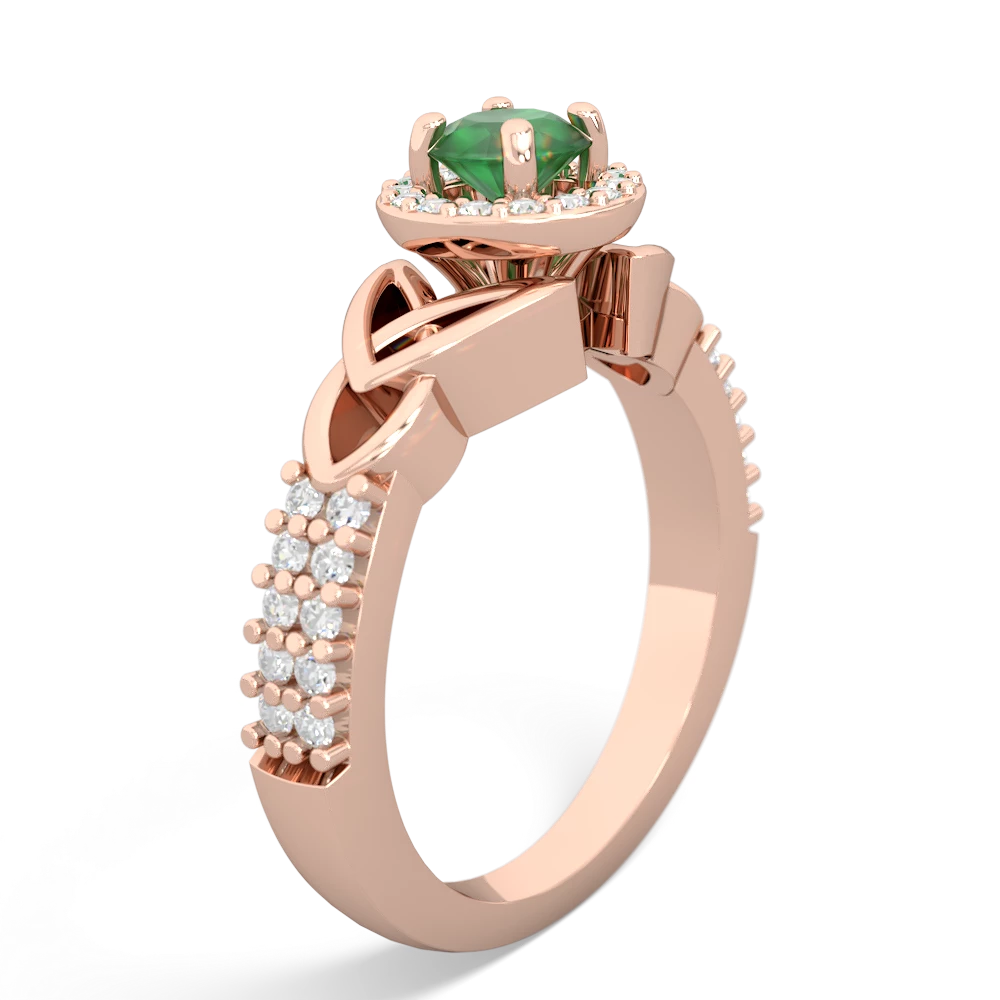 Emerald Celtic Knot Halo 14K Rose Gold ring R26445RH