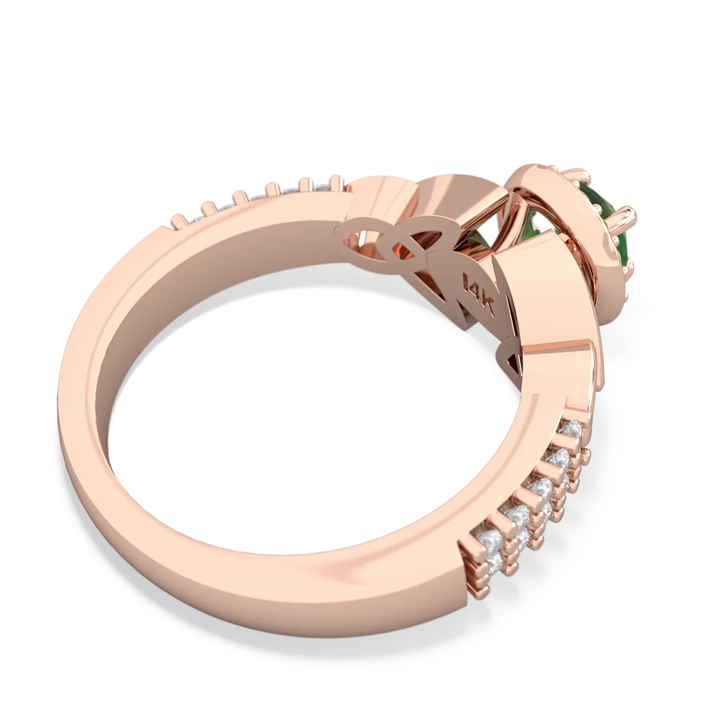 Emerald Celtic Knot Halo 14K Rose Gold ring R26445RH