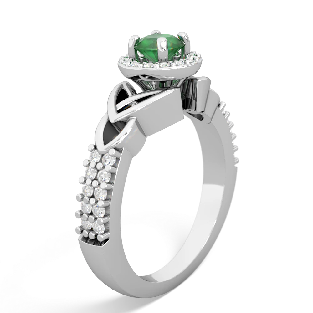 Emerald Celtic Knot Halo 14K White Gold ring R26445RH