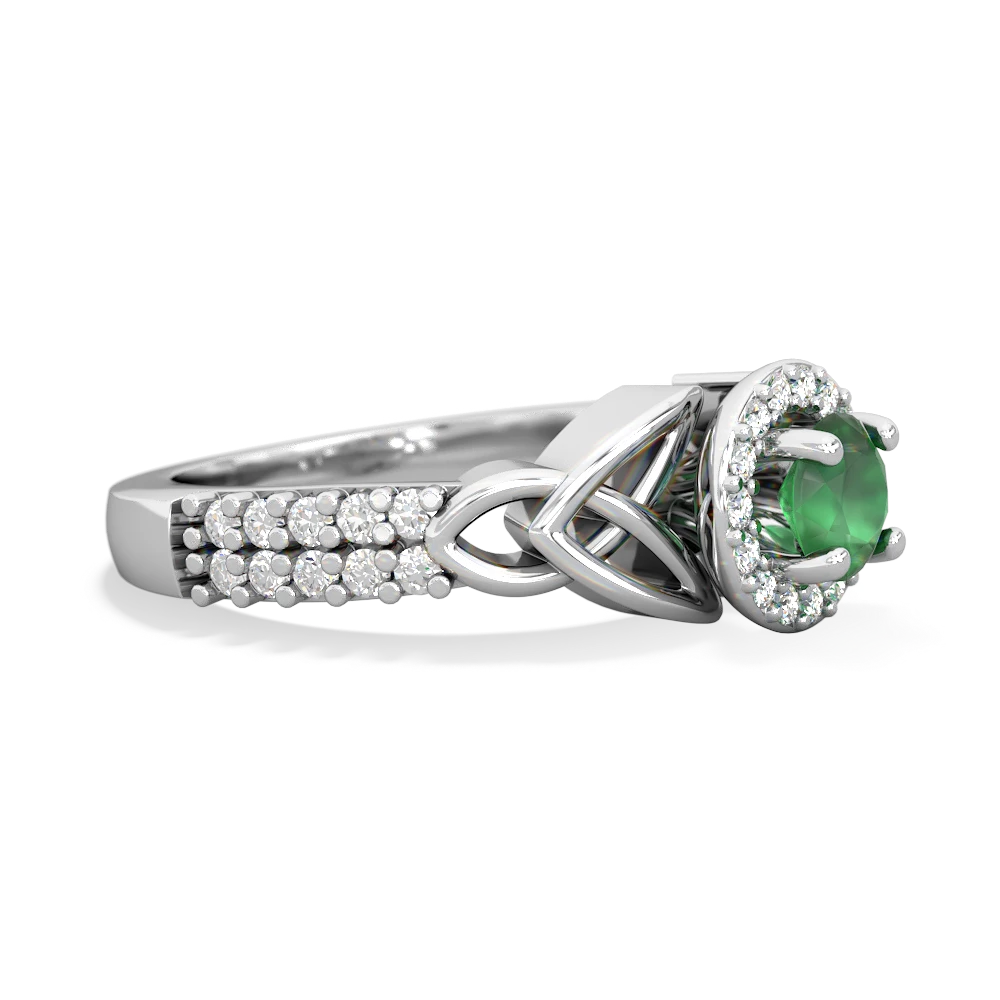 Emerald Celtic Knot Halo 14K White Gold ring R26445RH