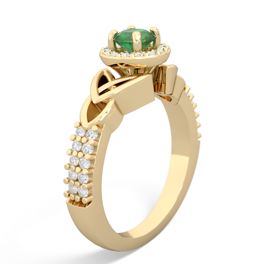 Emerald Celtic Knot Halo 14K Yellow Gold ring R26445RH