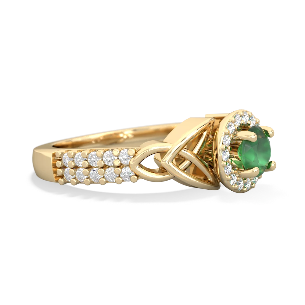 Emerald Celtic Knot Halo 14K Yellow Gold ring R26445RH