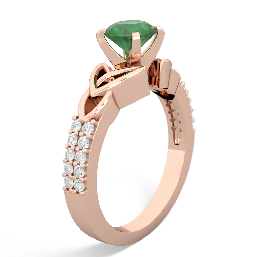 Emerald Celtic Knot 6Mm Round Engagement 14K Rose Gold ring R26446RD